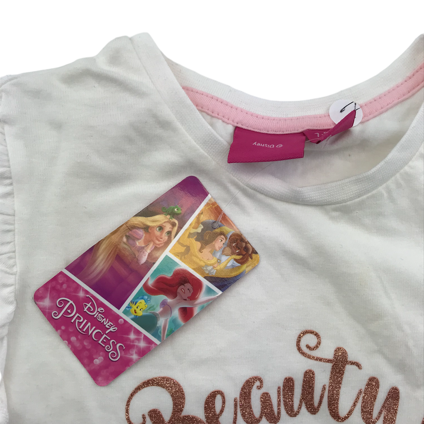 Primark Disney White Beauty and The Beast T-shirt Age 7