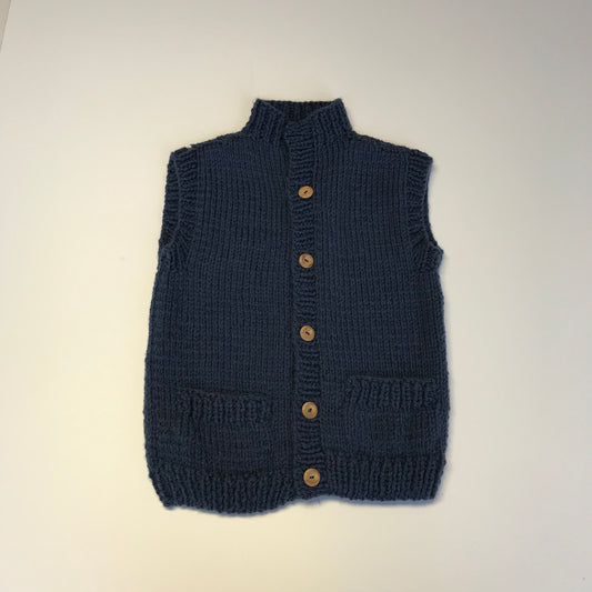 Navy Blue Sleeveless Knitted Cardigan Age 7