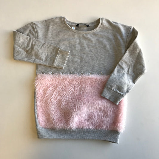 George Grey and Pink Fluffy Sweatshirt Age 7