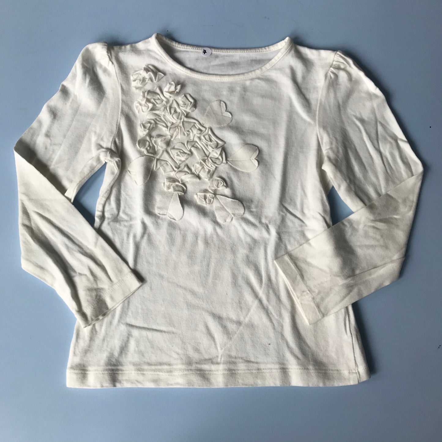 T-shirt - White with frill detail - Age 7