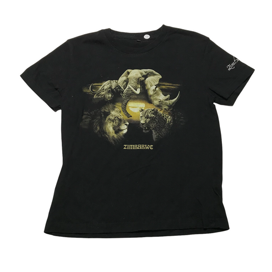 Black Zimbabwe and Elephant T-shirt Age 7