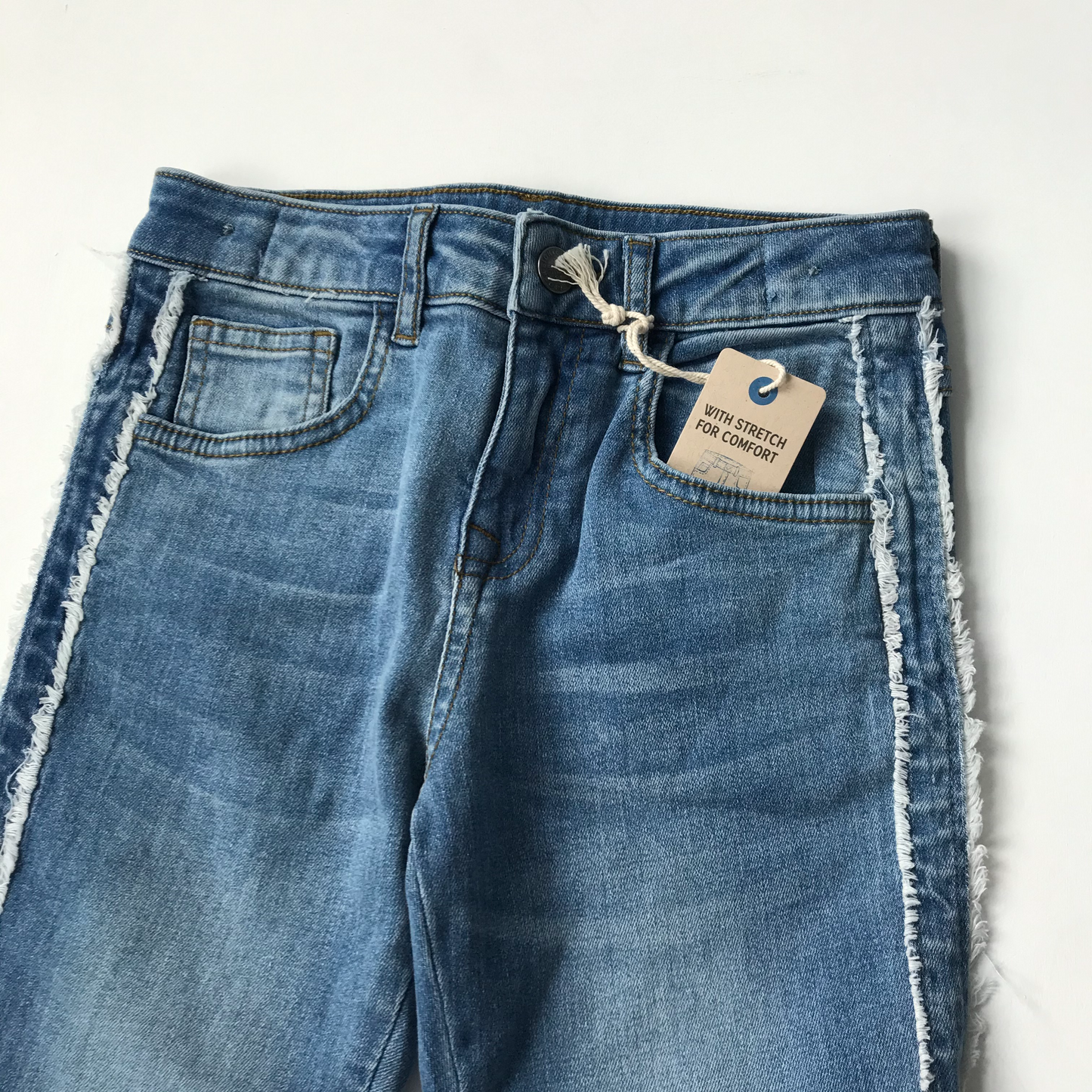 M&S Light Blue Stretchy Skinny Leg Jeans with Side Details Age 8