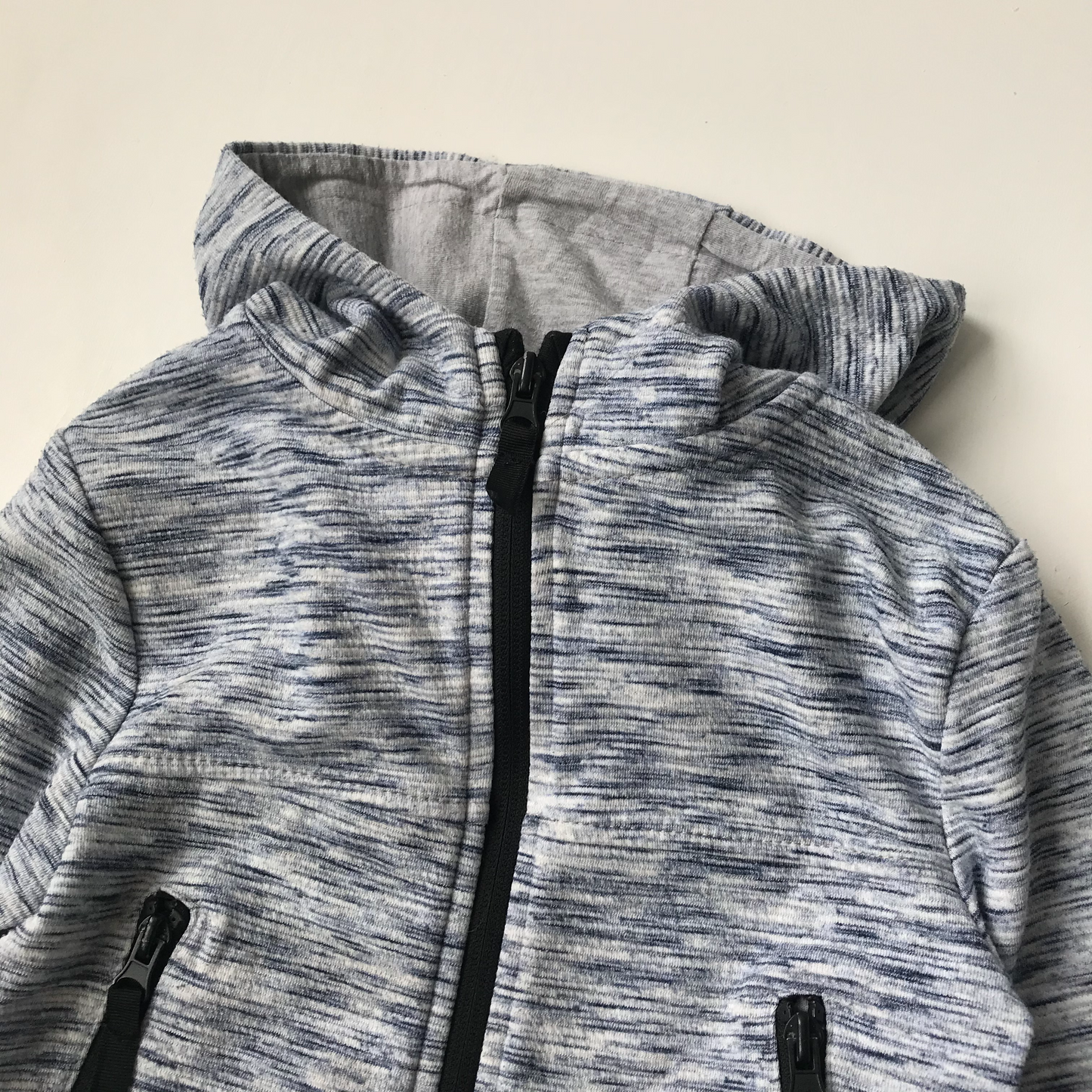 Hoodie -Blue & Grey with Zipper - Age 4