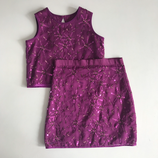 Bundle - Skirt & Top, Purple Sequins - Age 7