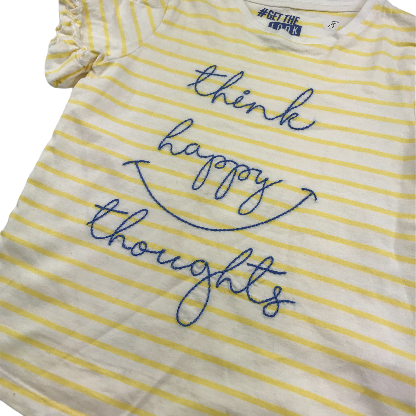 F&F Yellow Stripes T-shirt Age 8