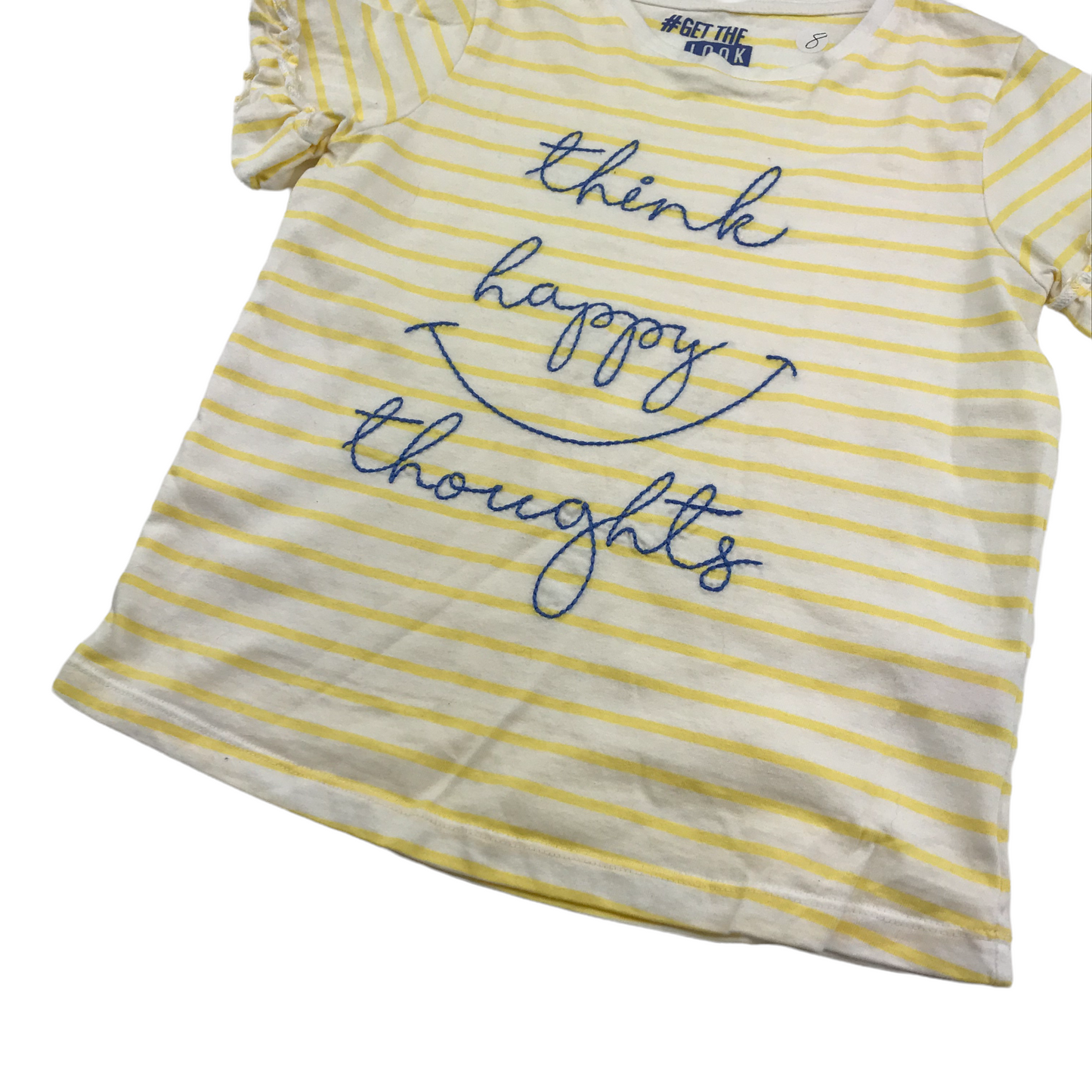 F&F Yellow Stripes T-shirt Age 8