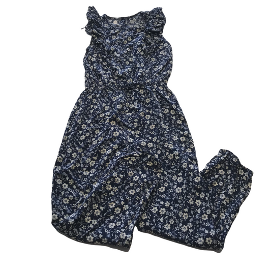 George Navy Blue and Floral Jumpsuit Age 8