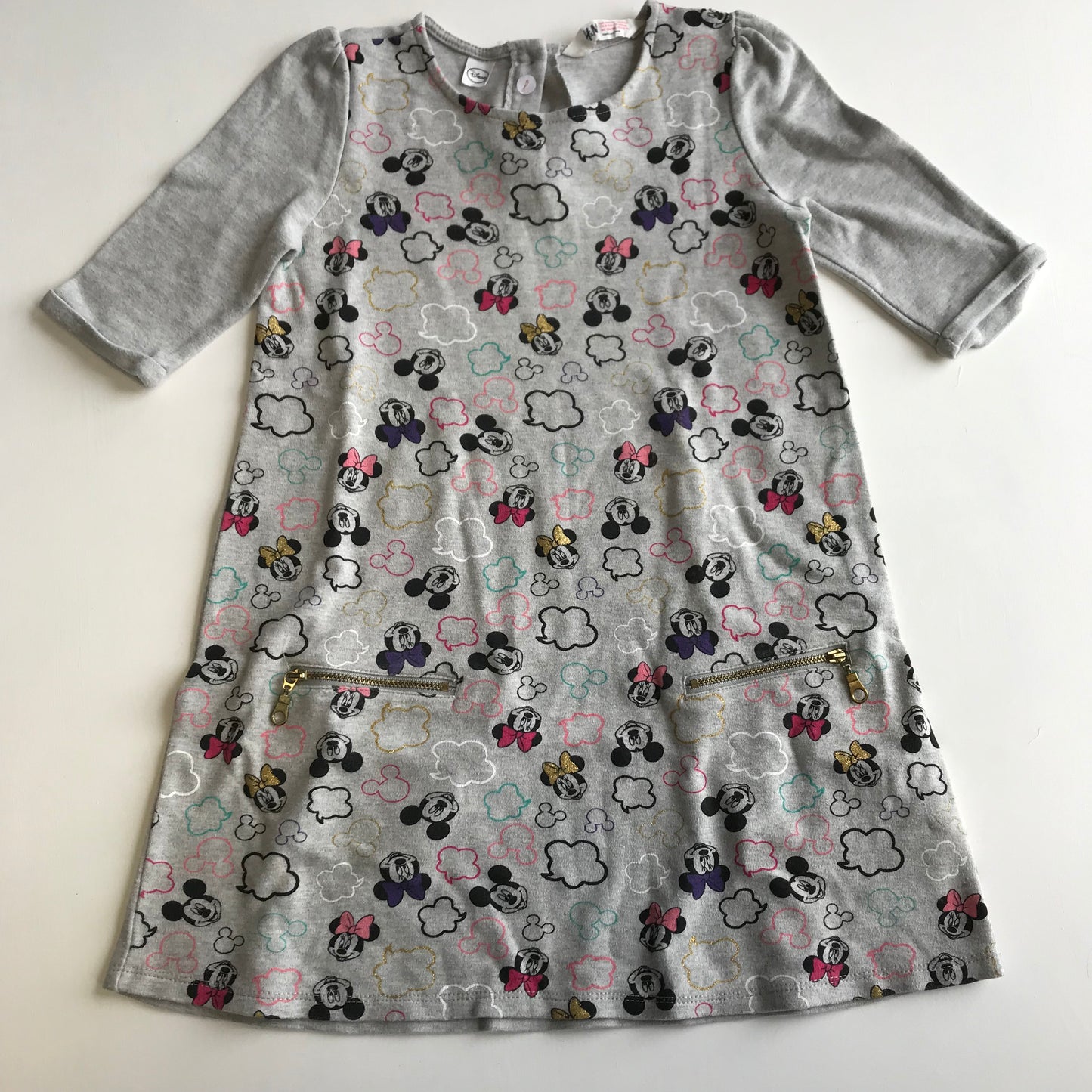 Dress - Grey Mickey & Minnie Mouse - Age 8