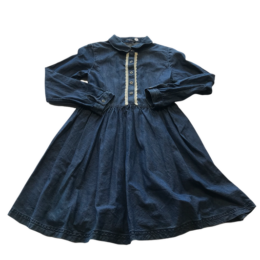 George Blue Denim Long Sleeve Dress Age 8