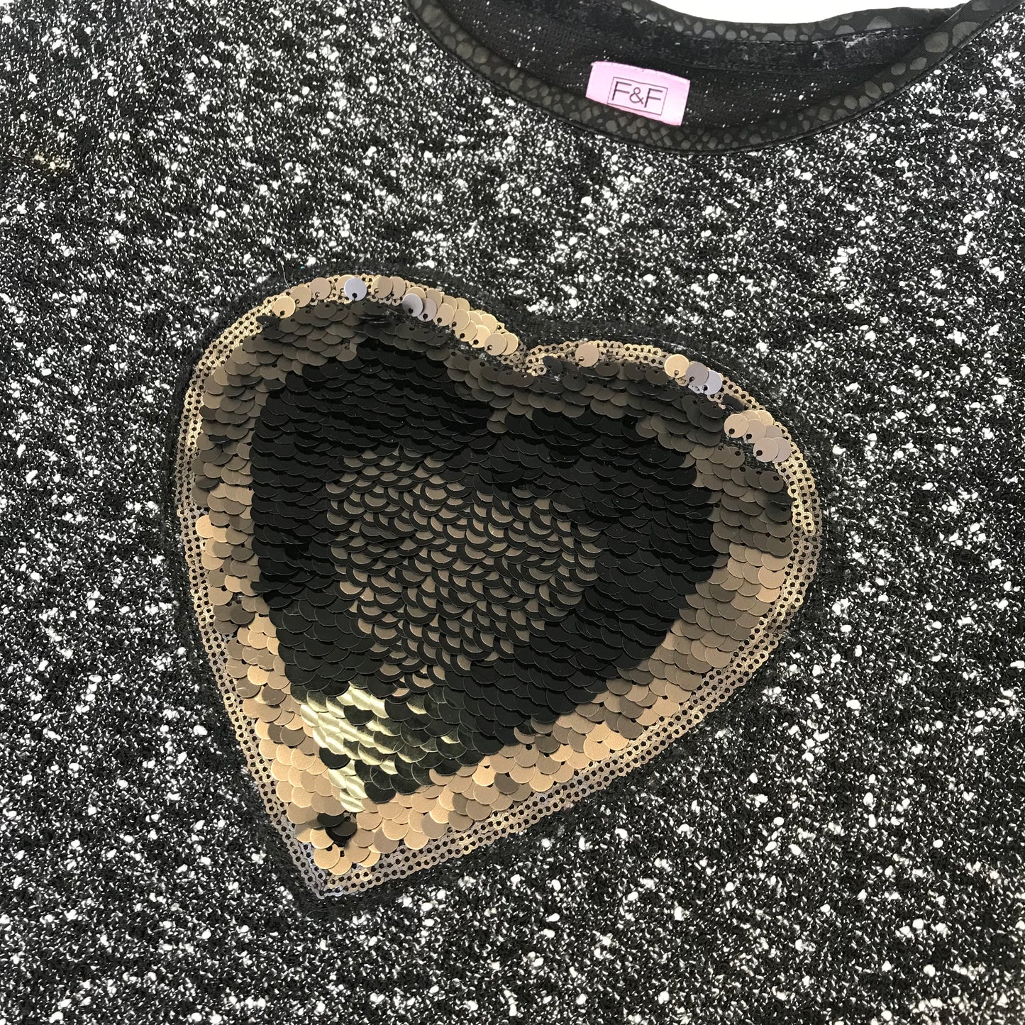 F&F Black and White Heart Jumper Age 8