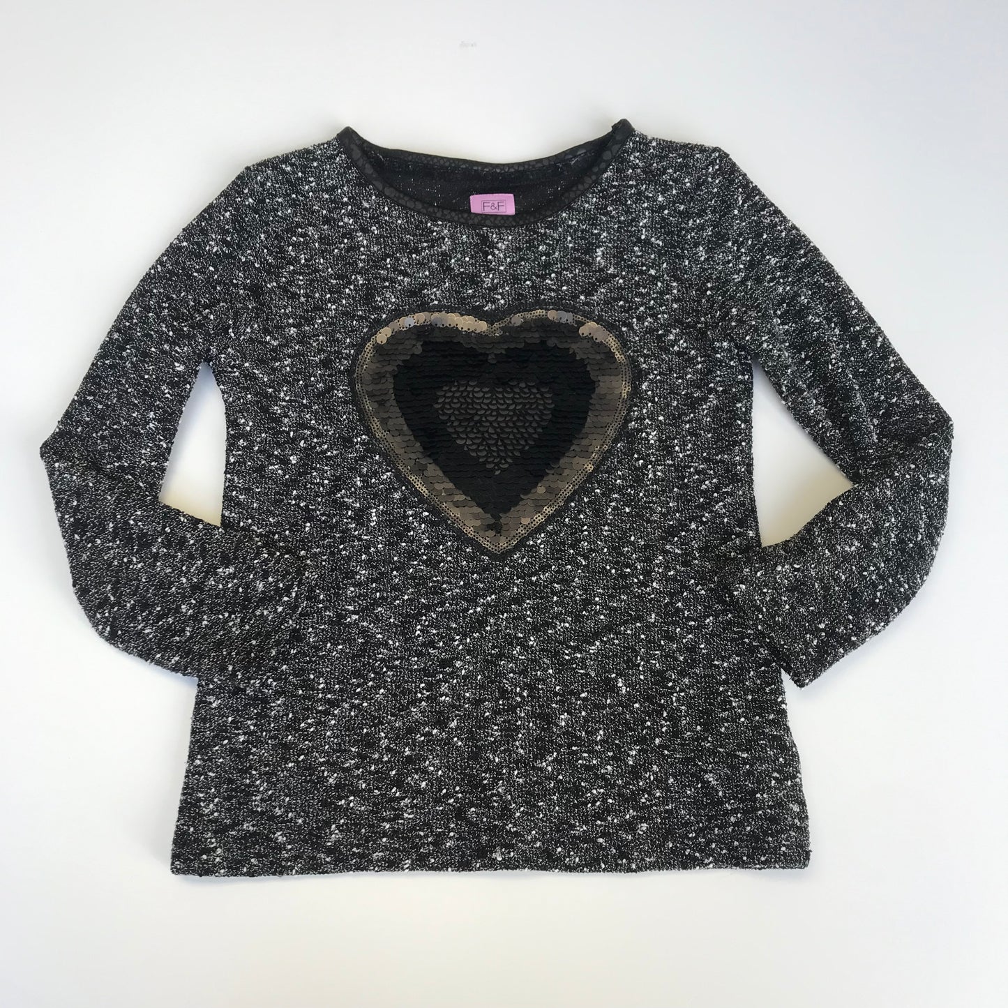 F&F Black and White Heart Jumper Age 8