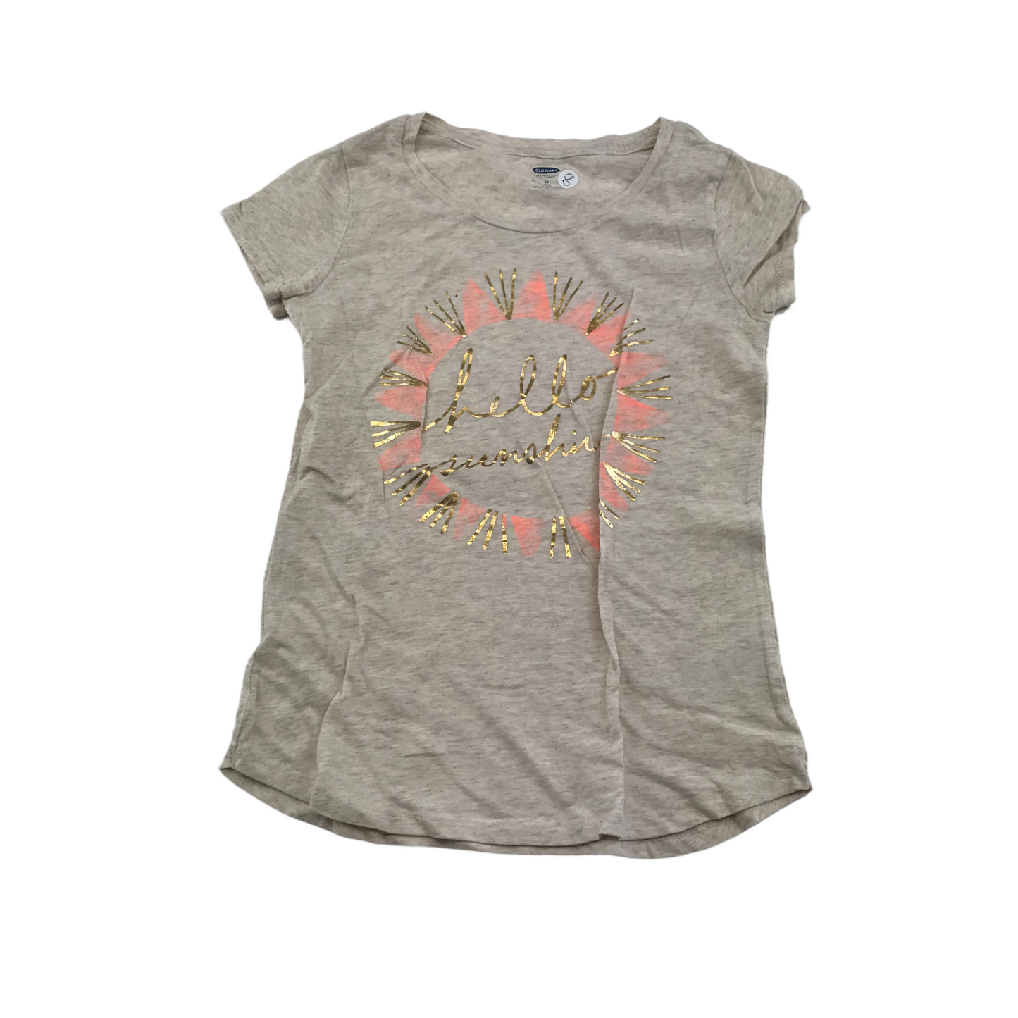 Old Navy Warm Toned Grey Sun Graphic T-shirt Age 8