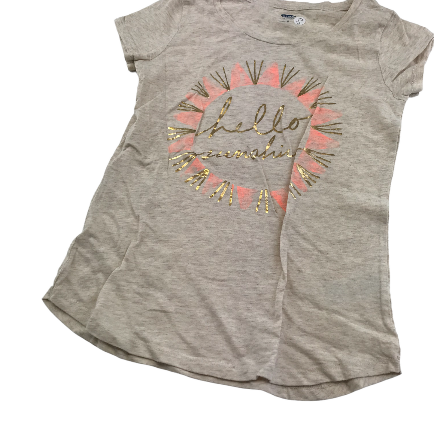 Old Navy Warm Toned Grey Sun Graphic T-shirt Age 8