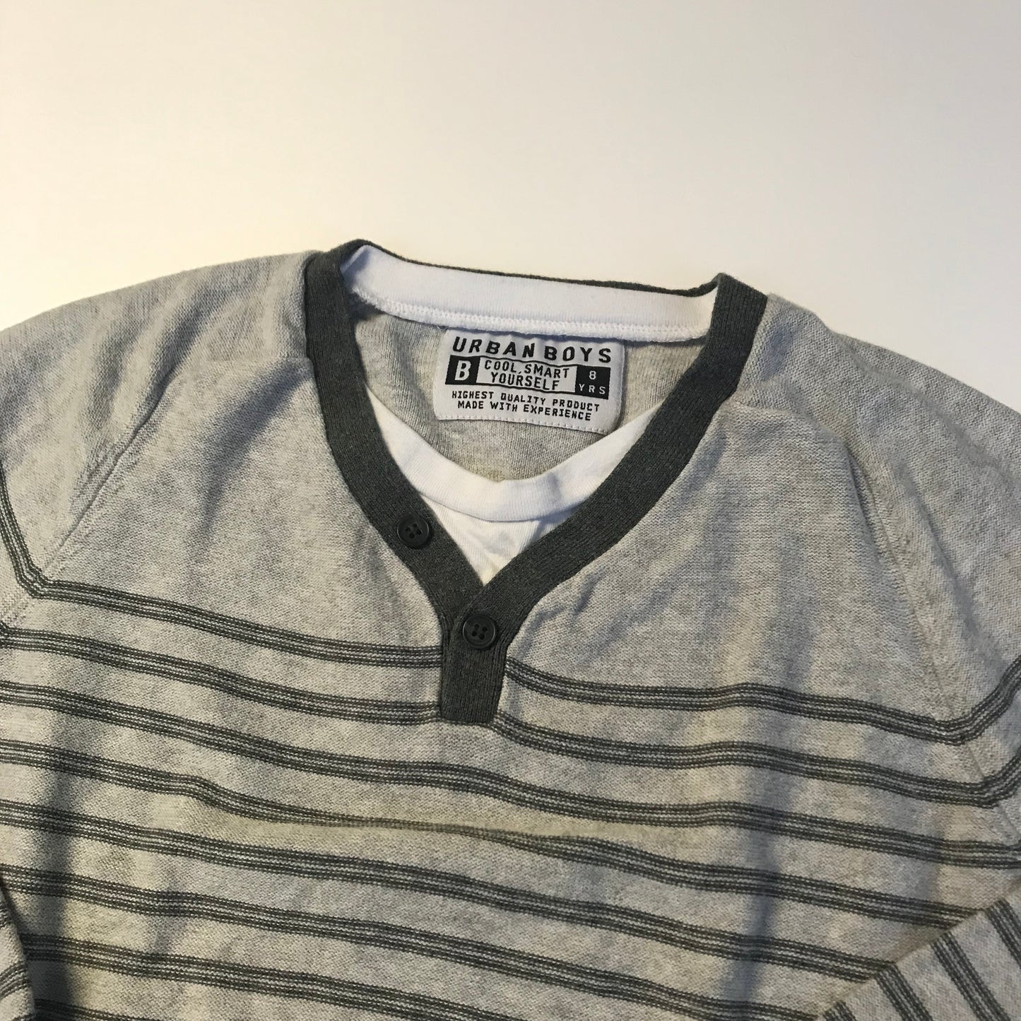 Matalan Grey Stripy Cotton Jumper Age 8