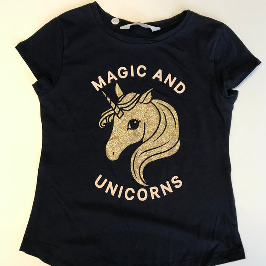 H&M Navy Unicorn T-shirt Age 8