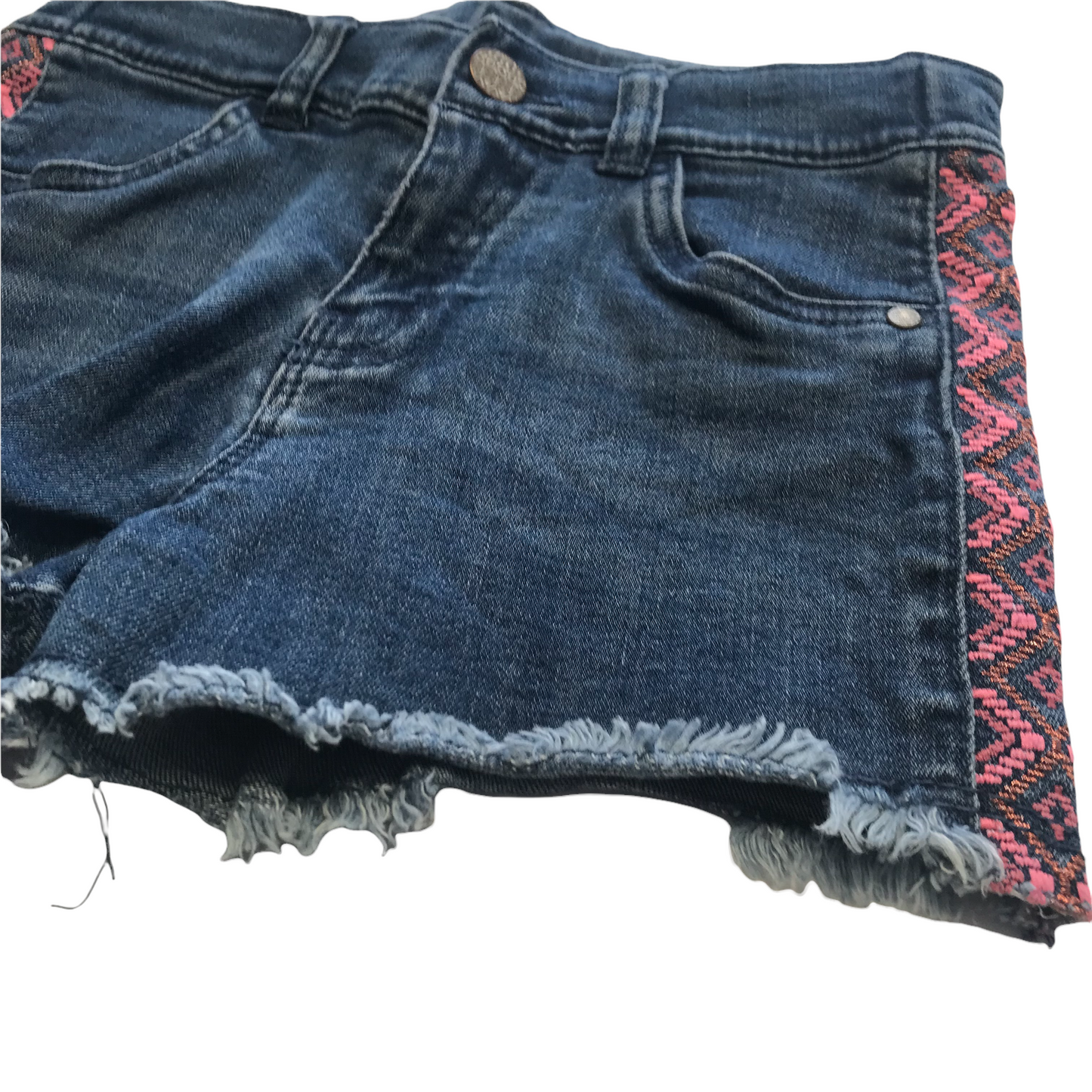 F&F Blue and Pink Embroidery Denim Shorts Age 8