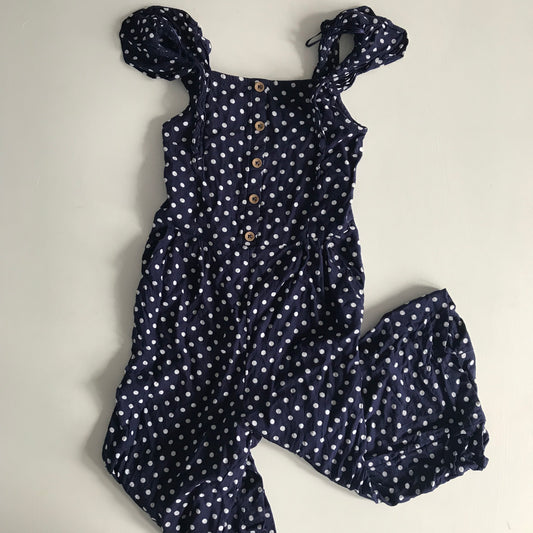 Jumpsuit - Navy Polka Dot - Age 8