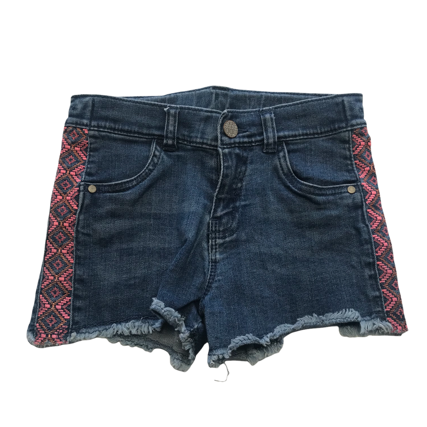 F&F Blue and Pink Embroidery Denim Shorts Age 8