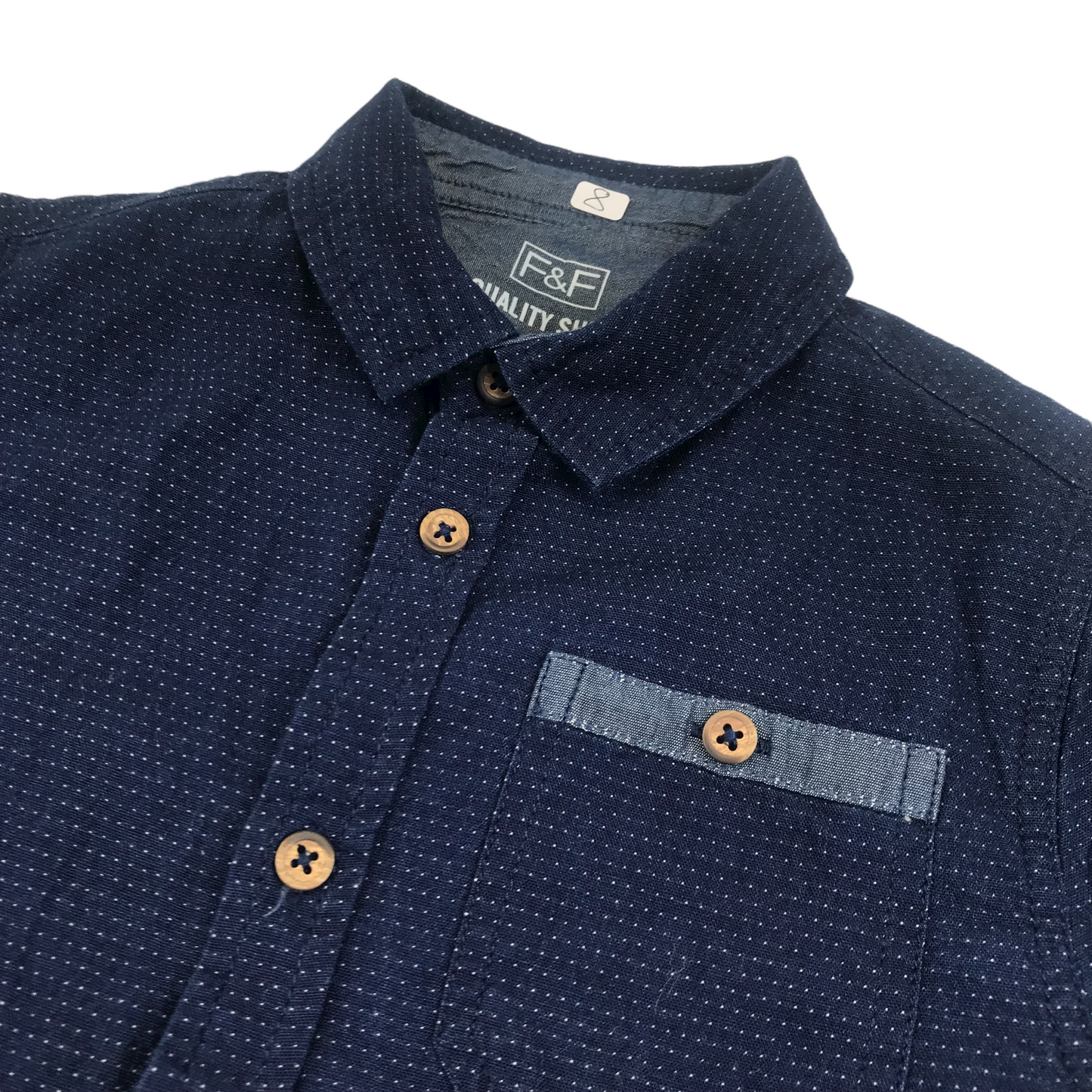F&F Navy Spotted Shirt Age 8