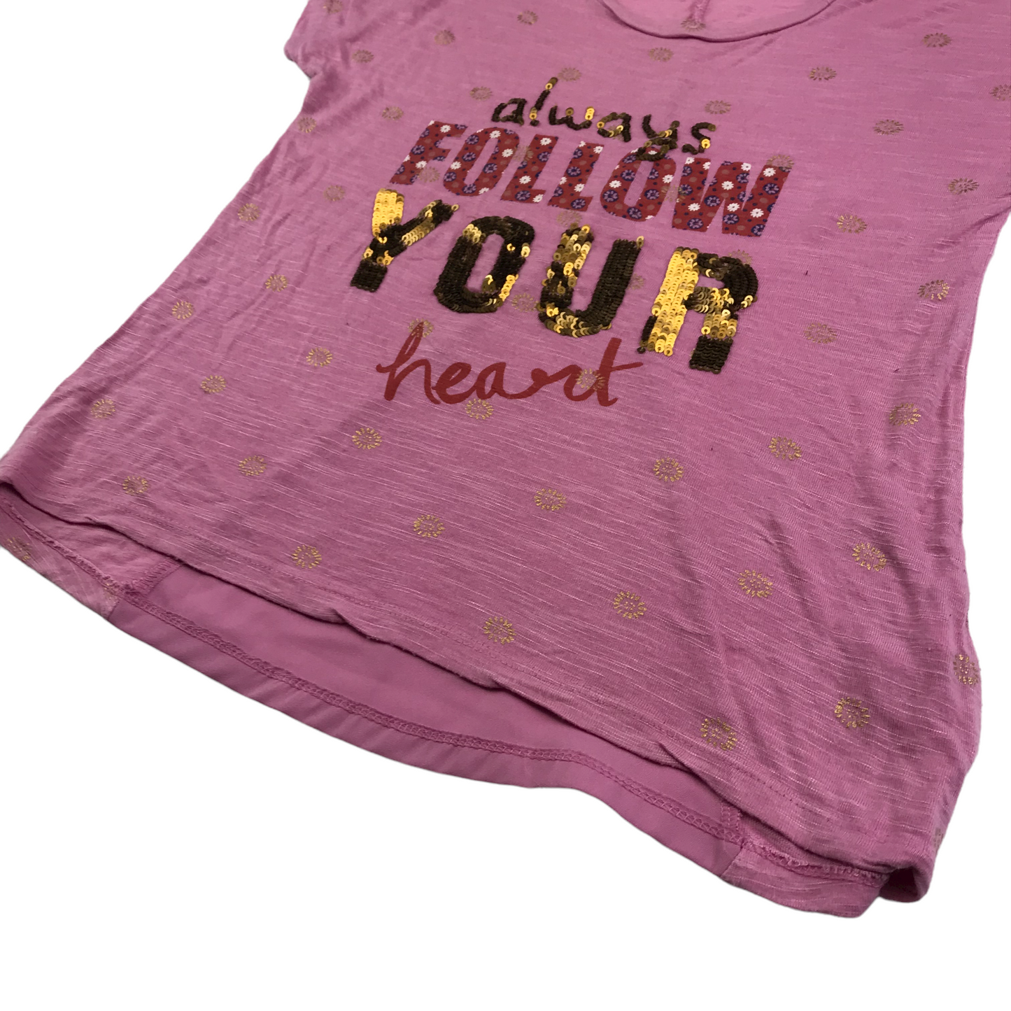 George Pink Always Follow your Heart Sequin T-shirt Age 8