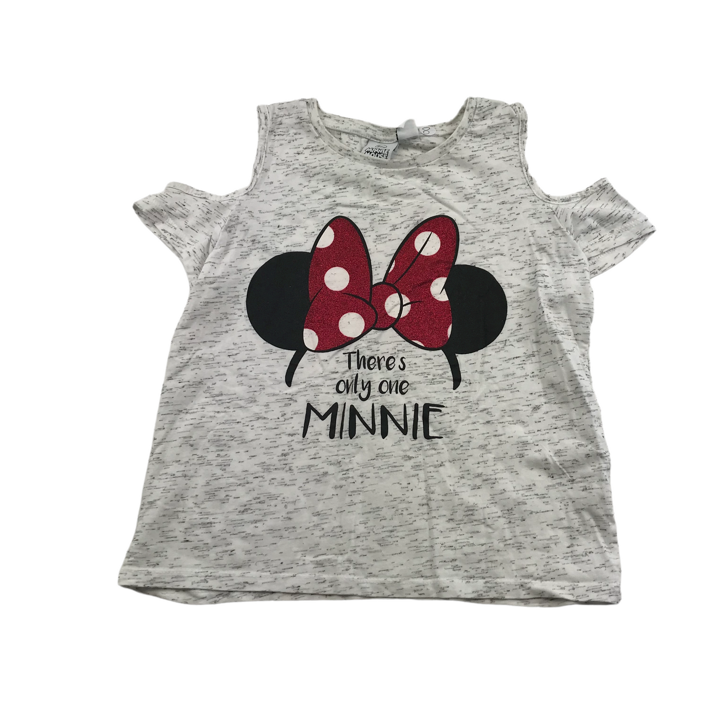 Primark Disney Grey Minnie Mouse Open Shoulder T-shirt Age 8