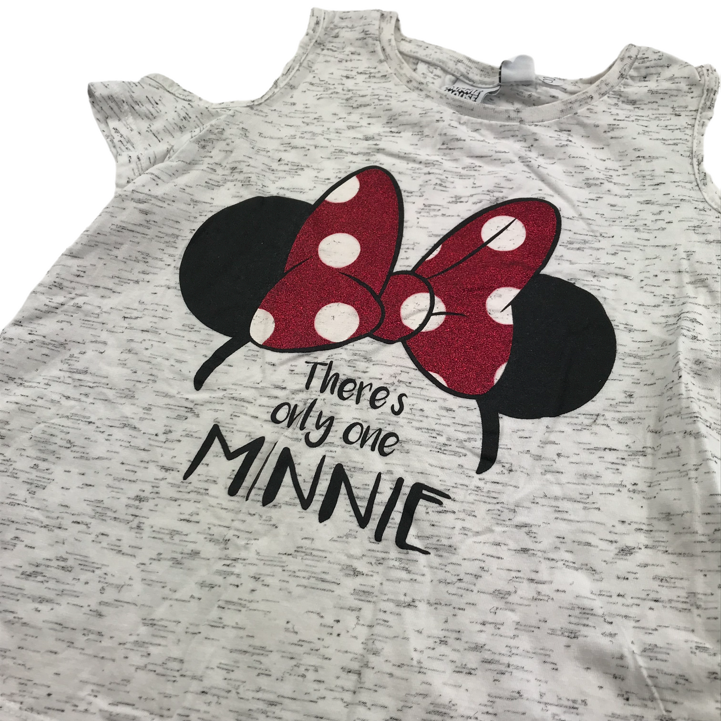 Primark Disney Grey Minnie Mouse Open Shoulder T-shirt Age 8