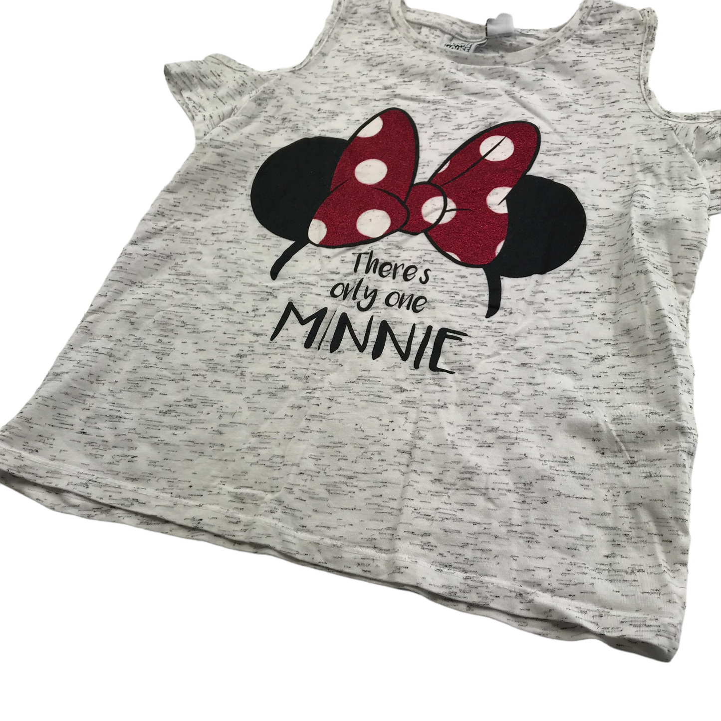 Primark Disney Grey Minnie Mouse Open Shoulder T-shirt Age 8