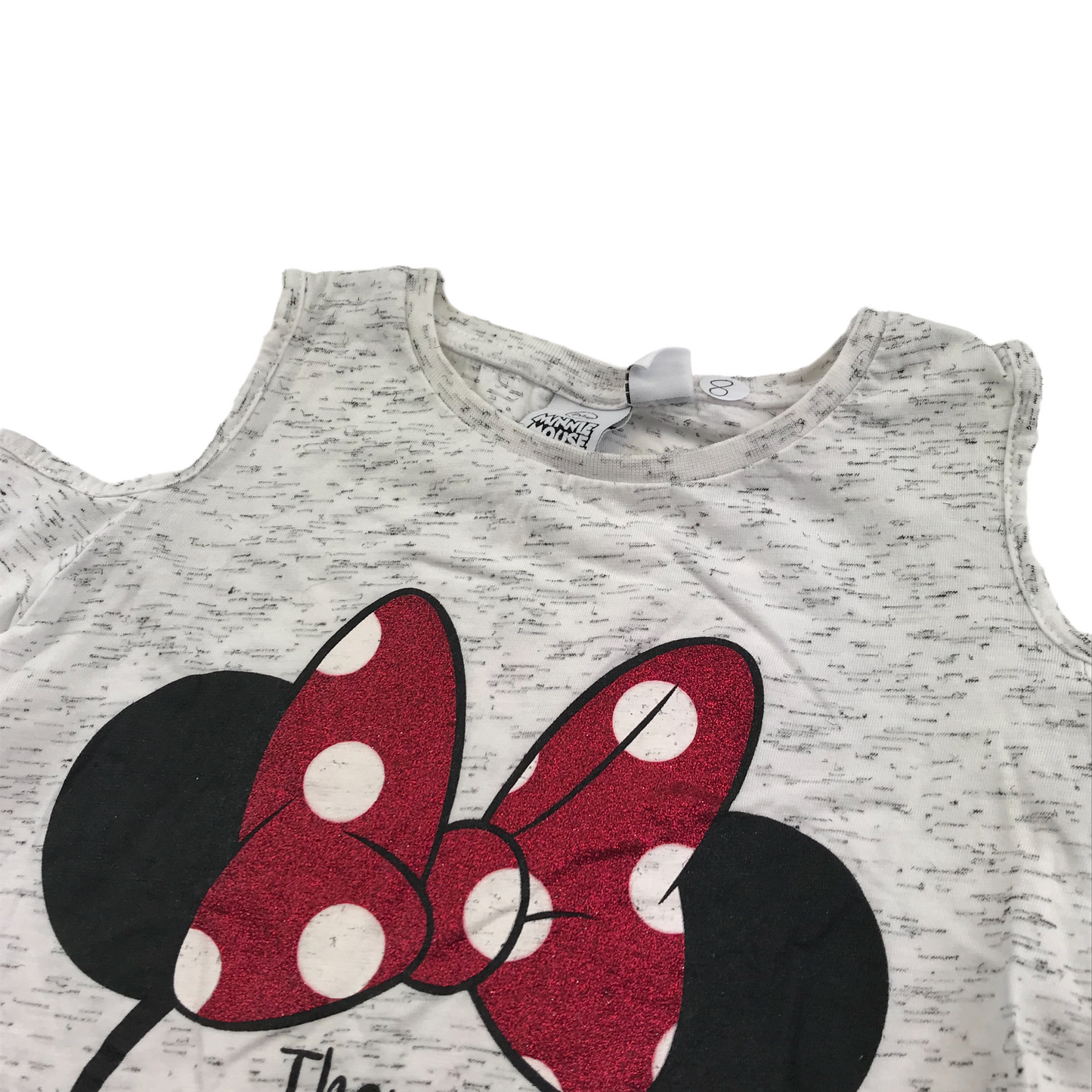 Primark Disney Grey Minnie Mouse Open Shoulder T-shirt Age 8