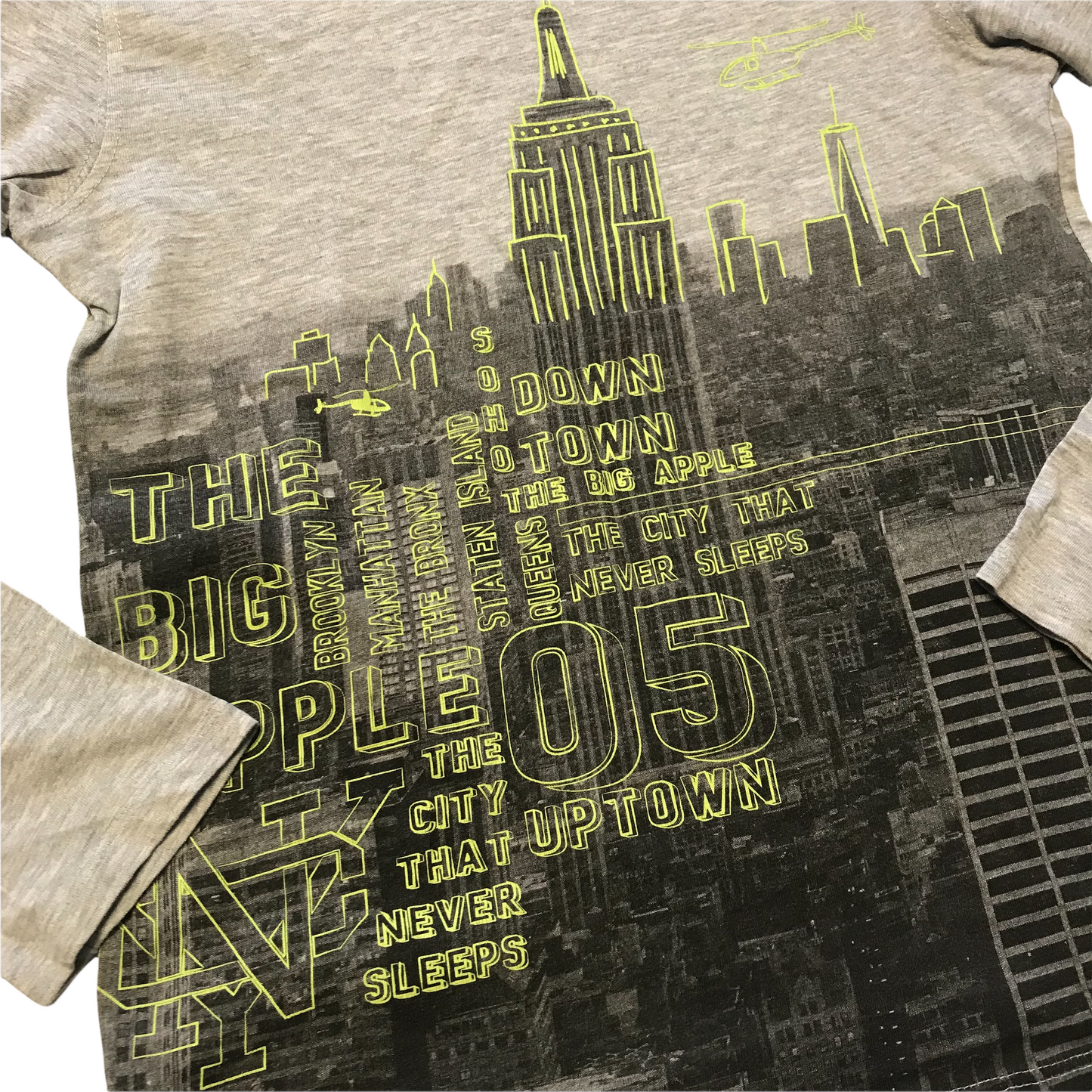 H&M Grey NYC Skyline Long Sleeve T-shirt Age 8