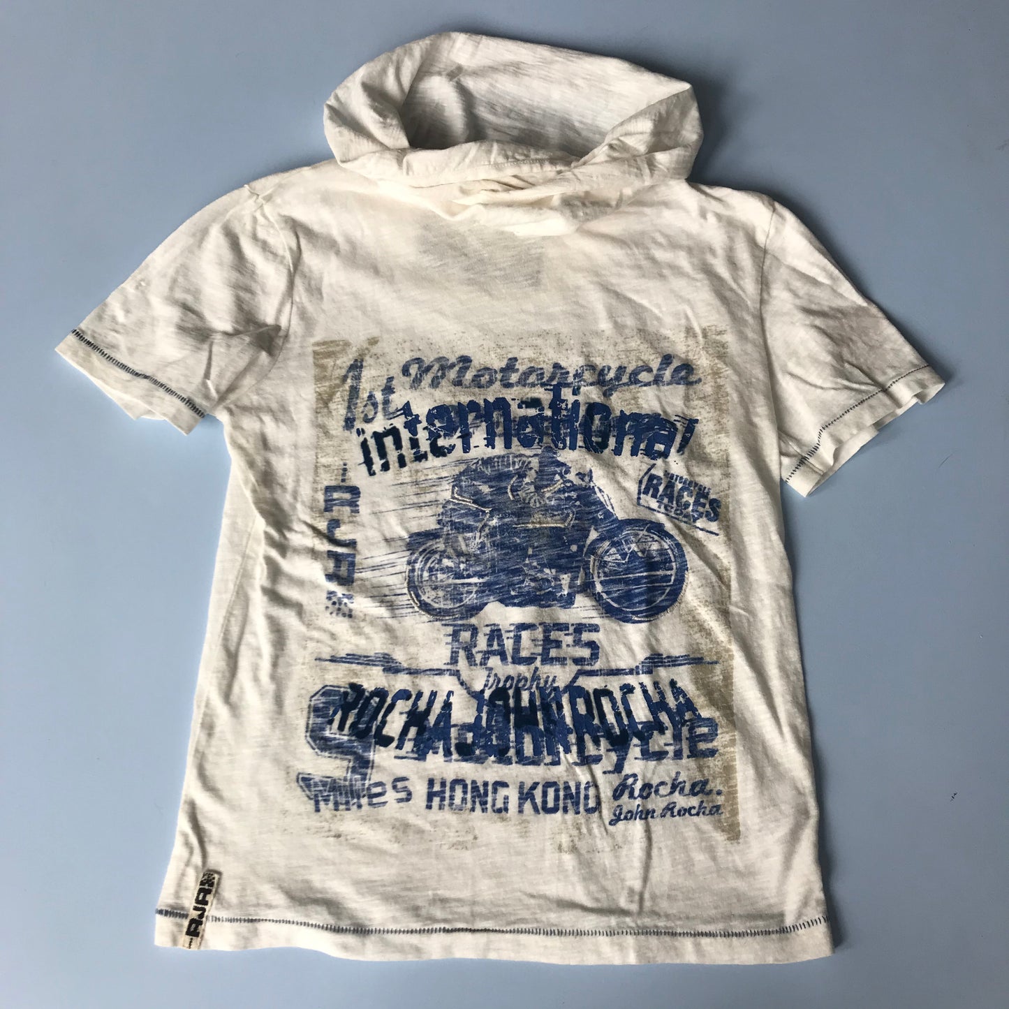 White Motorbike T-Shirt with Hood Age 8