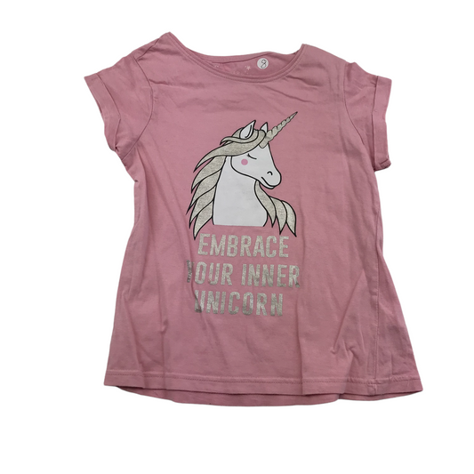 Primark Pink Unicorn T-shirt Age 8