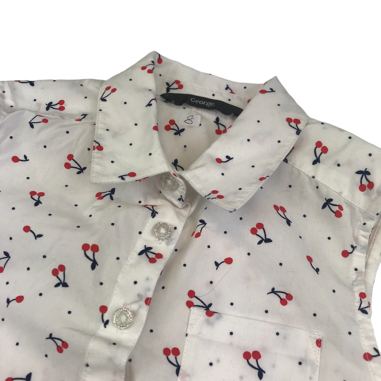 George White Cherry Print Shirt Age 8