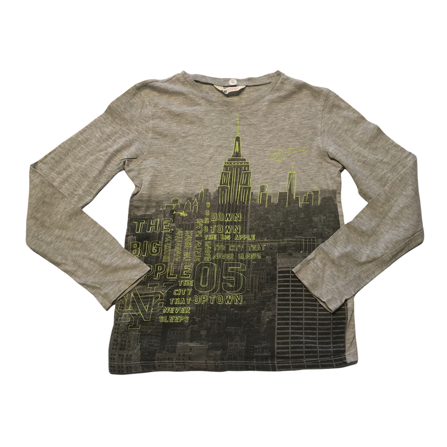 H&M Grey NYC Skyline Long Sleeve T-shirt Age 8