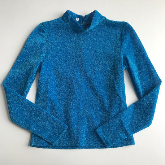 Blouse - Sparkling Blue Turtle Neck - Age 8