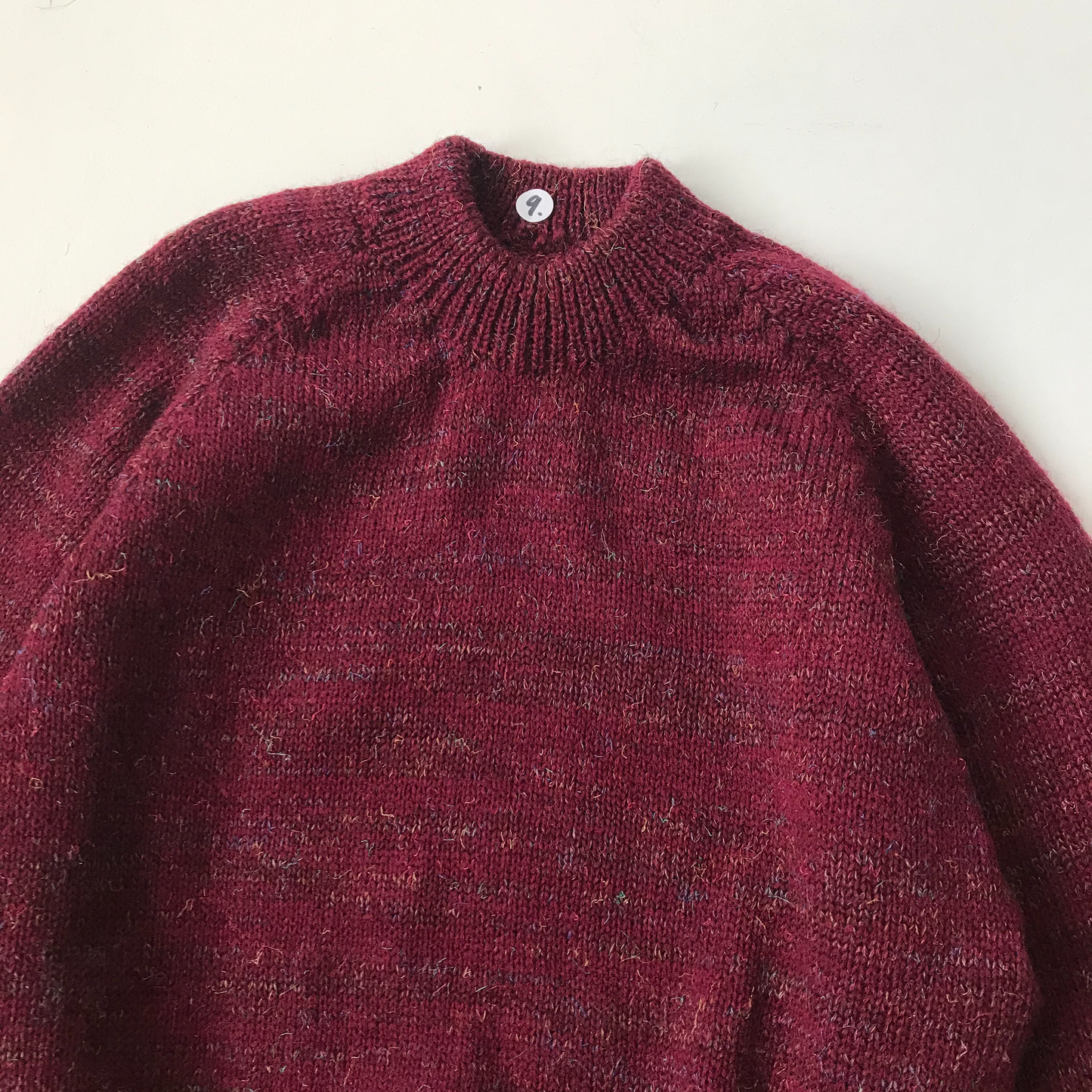 Burgundy hand knitted jumper Age 9