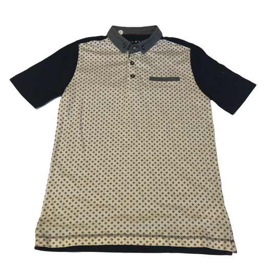 Nutmeg Navy and White Patterned Polo Shirt Age 9