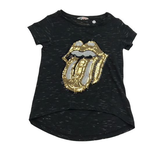 H&M Dark Grey Rolling Stones Sequin T-shirt Age 9