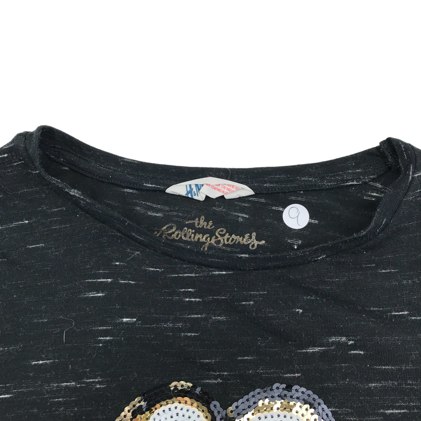 H&M Dark Grey Rolling Stones Sequin T-shirt Age 9