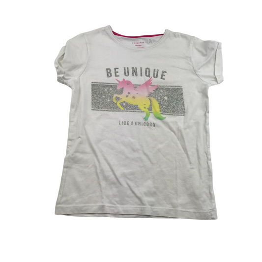 Primark White Unicorn T-shirt Age 9