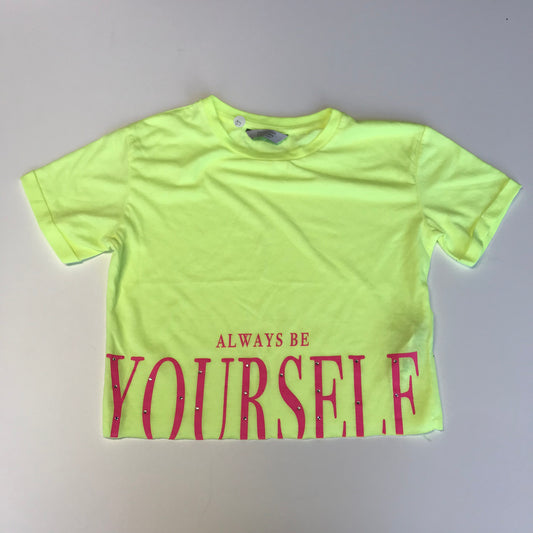 Primark Neon Always be Yourself Cropped T-shirt Age 9