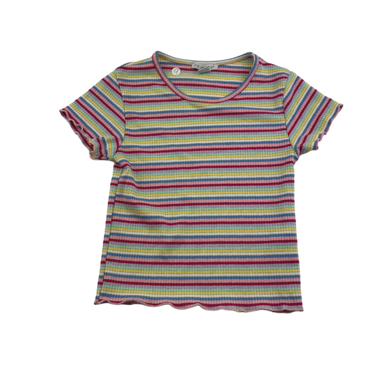 Primark Multicoloured Stripy Crop T-shirt Age 9