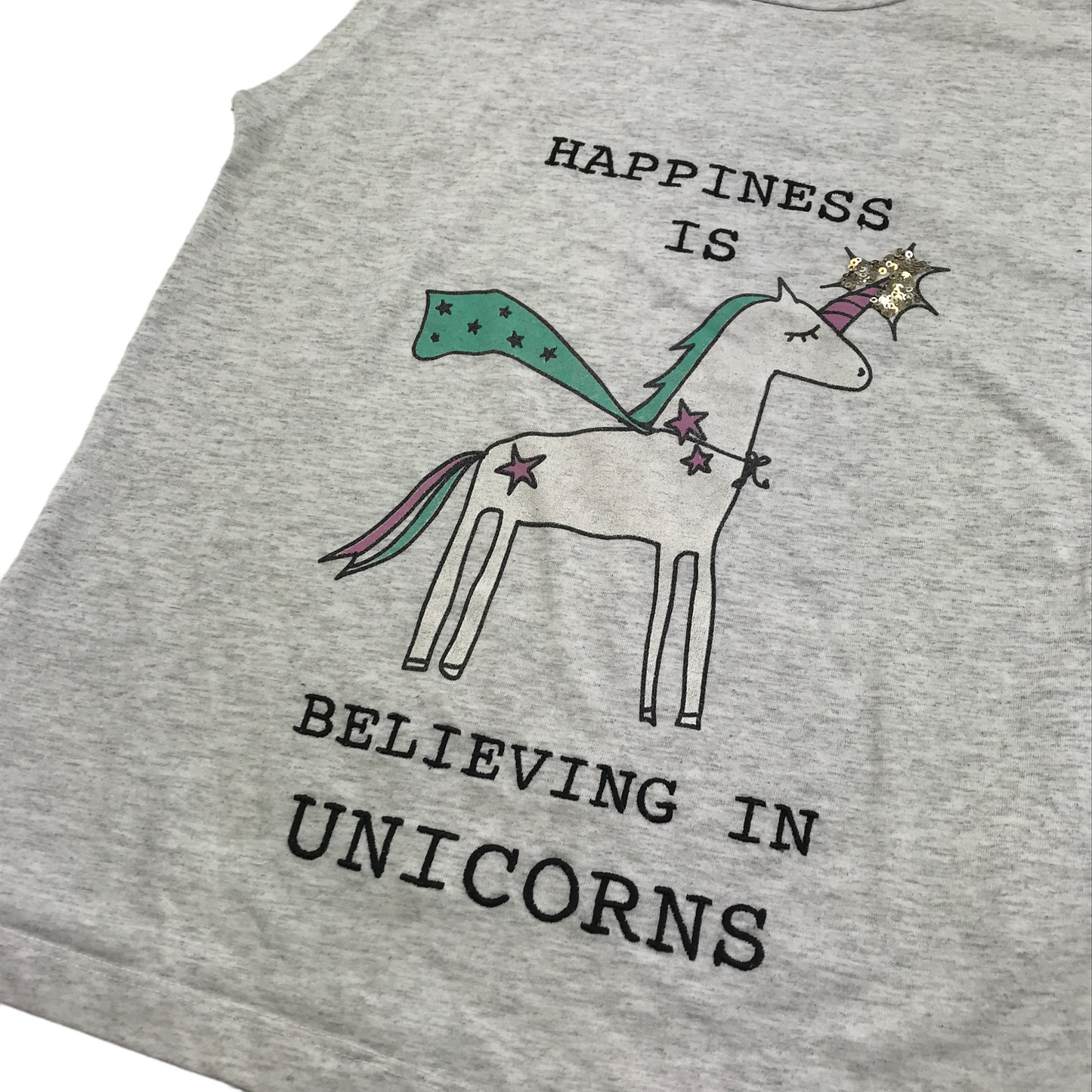 Next Grey Oversized Unicorn Sleeveless T-shirt Age 9