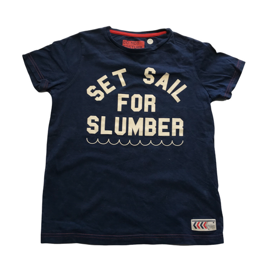 M&S Navy Blue Sailing T-shirt Age 9