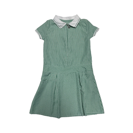 Green gingham with zipper school summer dress