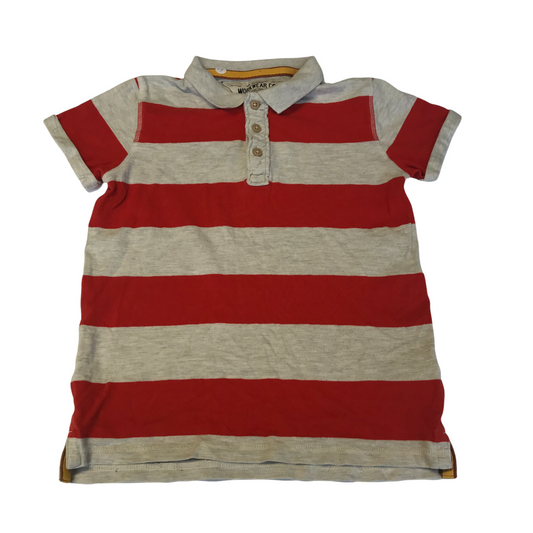 Red and Grey Stripy Polo Shirt Age 9