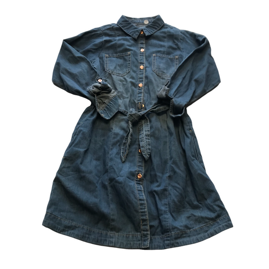 Nutmeg Blue Denim Long Sleeve Shirt Dress Age 9