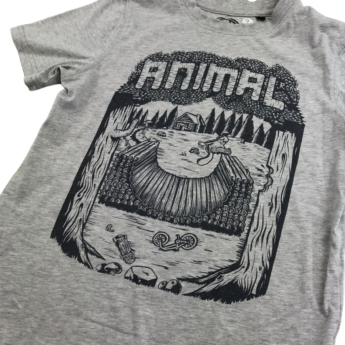 Animal Grey Graphic T-shirt Age 9