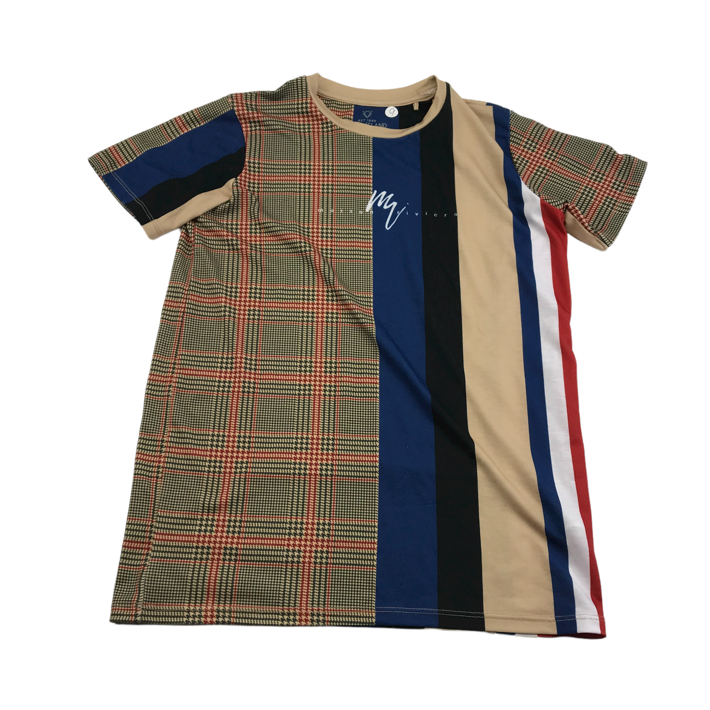 River Island Multicoloured Checked and Stripy T-shirt Age 9