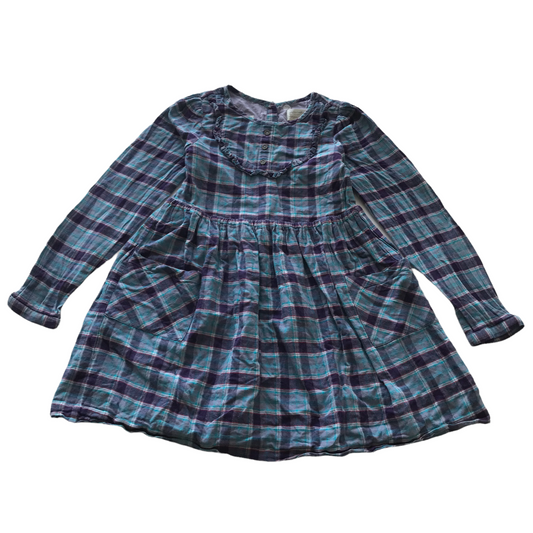 Kaisely Blue Checked Long Sleeve Dress Age 7