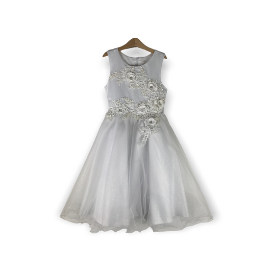 BB Boum White Lace Sequins and Tulle Formal Dress Age 11